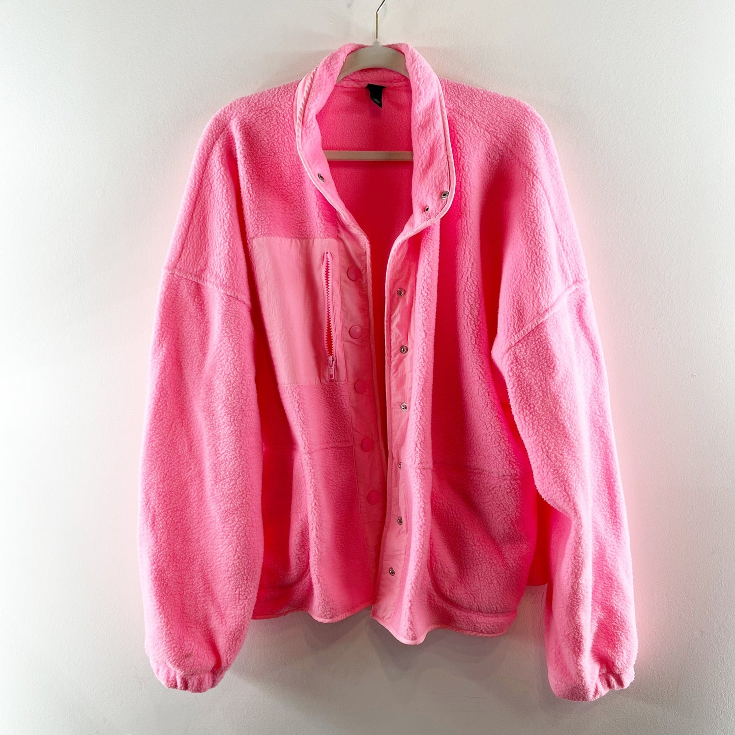 Wild Fable Snap Button Up Fleece Sherpa Jacket Neon Pink XXL