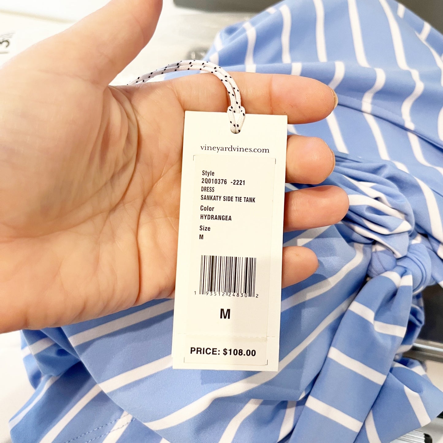 Vineyard Vines Sleeveless Sankaty Side Tie Striped Mini Dress Blue Medium