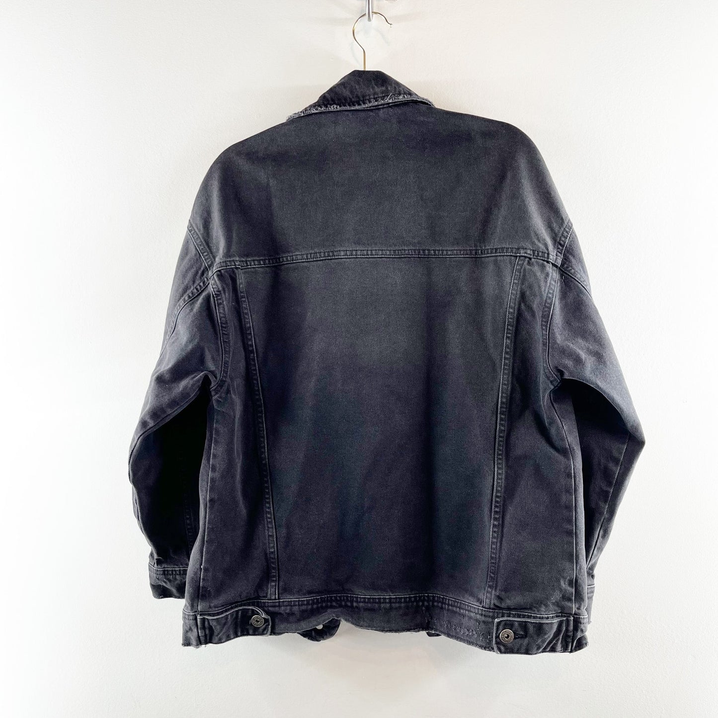 ZARA Oversized Denim Trucker Boyfriend Jacket Black Small