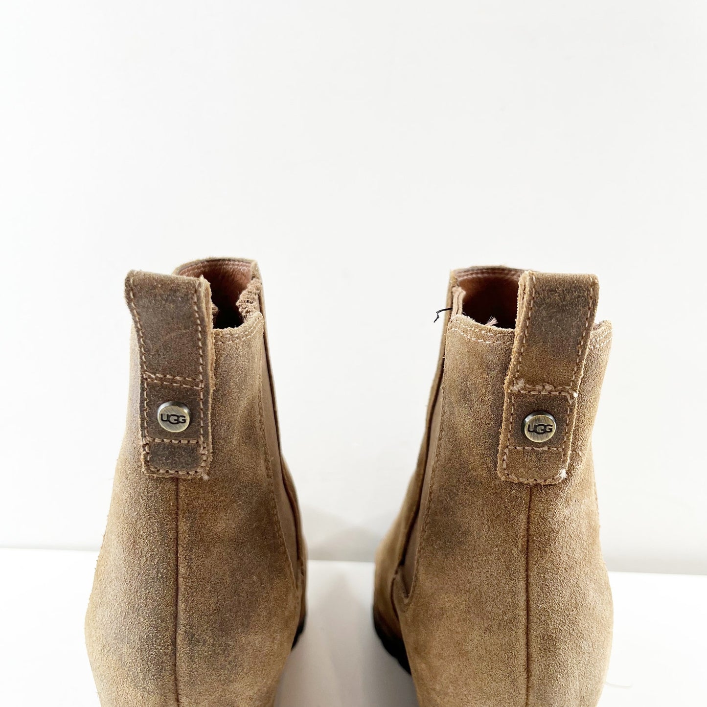 UGG Pax Pull On Suede Hidden Wedge Waterproof Boots Booties Brown 10