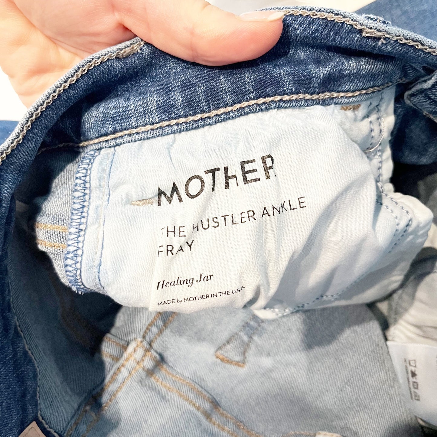 Mother The Hustler Ankle Fray High Rise Jeans Healing Jar Blue 26 / 2