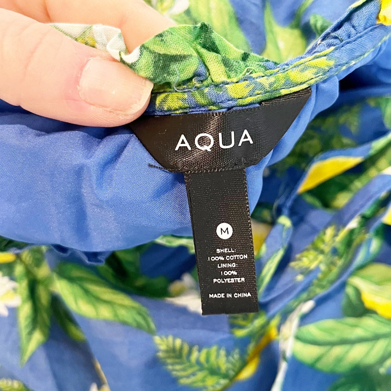 Aqua Lemon Print Babydoll Sleeveless Mini Tunic Dress Green Yellow Medium