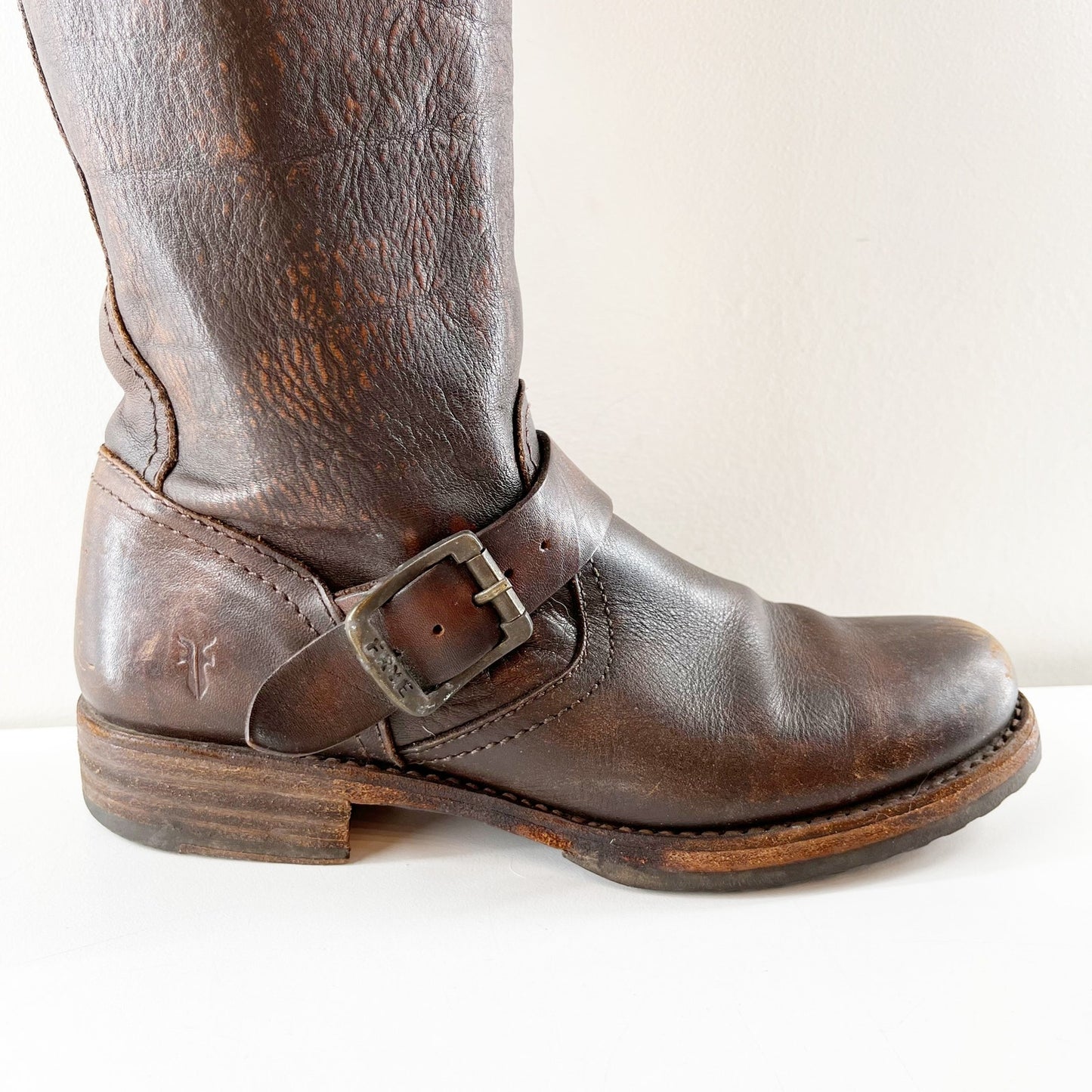 FRYE Veronica Leather Riding Slouch Knee High Boots Brown 7.5