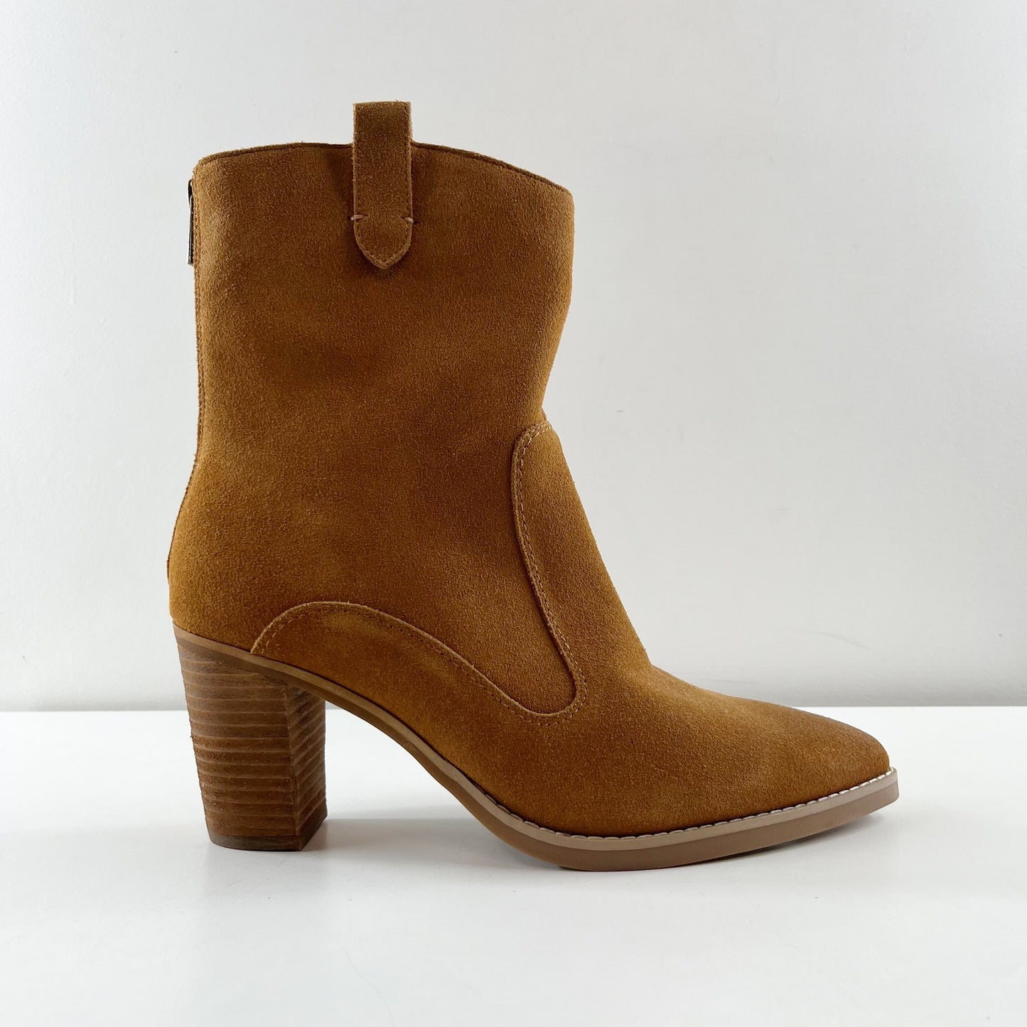 Splendid Leather Suede Raquel Ankle Western Pull On Boots Toffee Brown 9.5