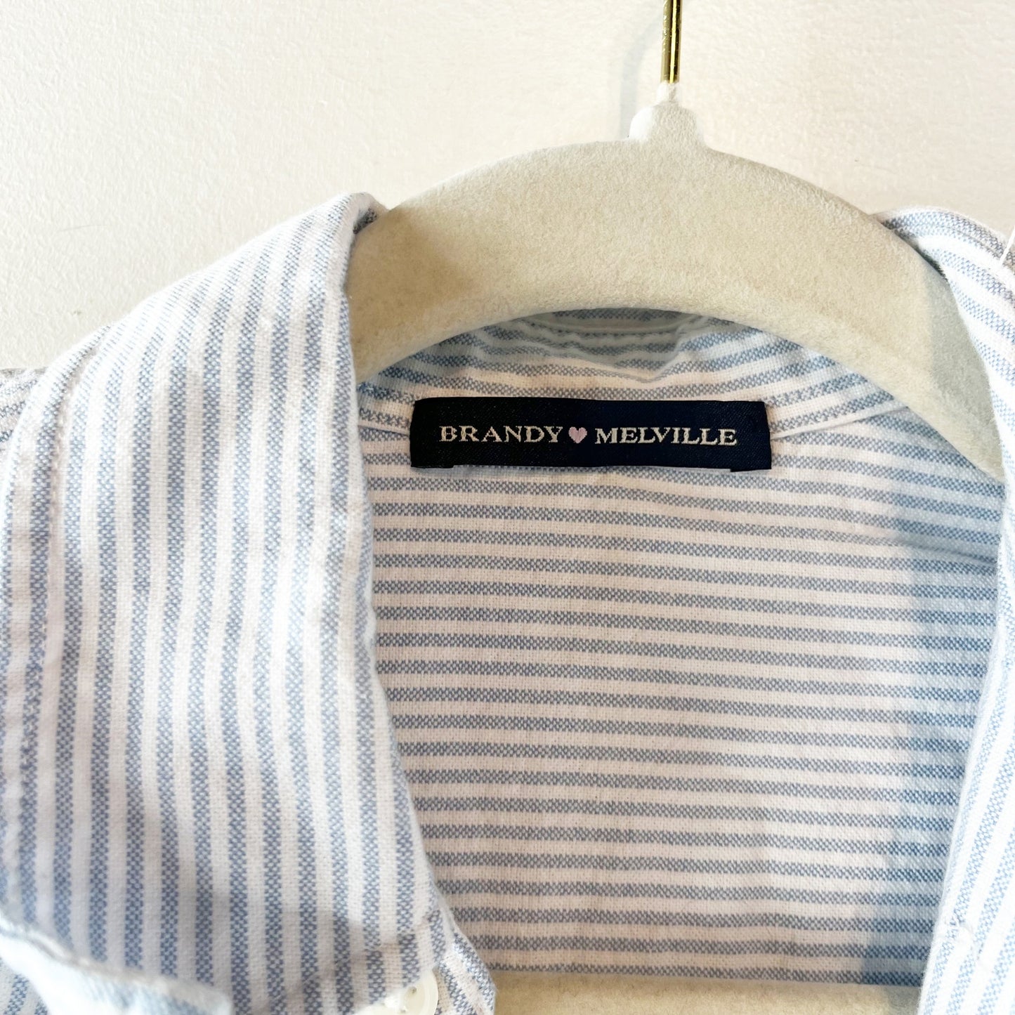 Brandy Melville Stephanie Long Sleeve Striped Button Down Shirt Blue M