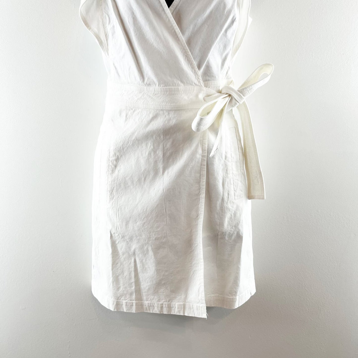 A.L.C Sidelle Linen Blend Wrap Ruffle Sleeve Mini Dress White 4
