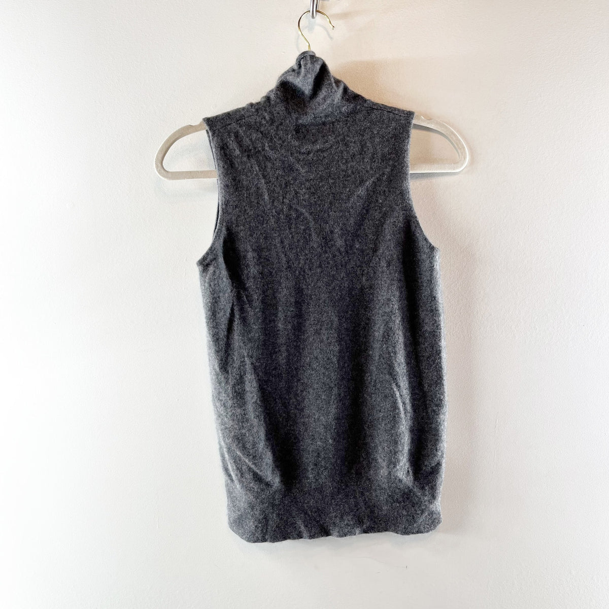 Naadam 100% Cashmere Sleeveless Turtleneck Pullover Sweater Gray XS