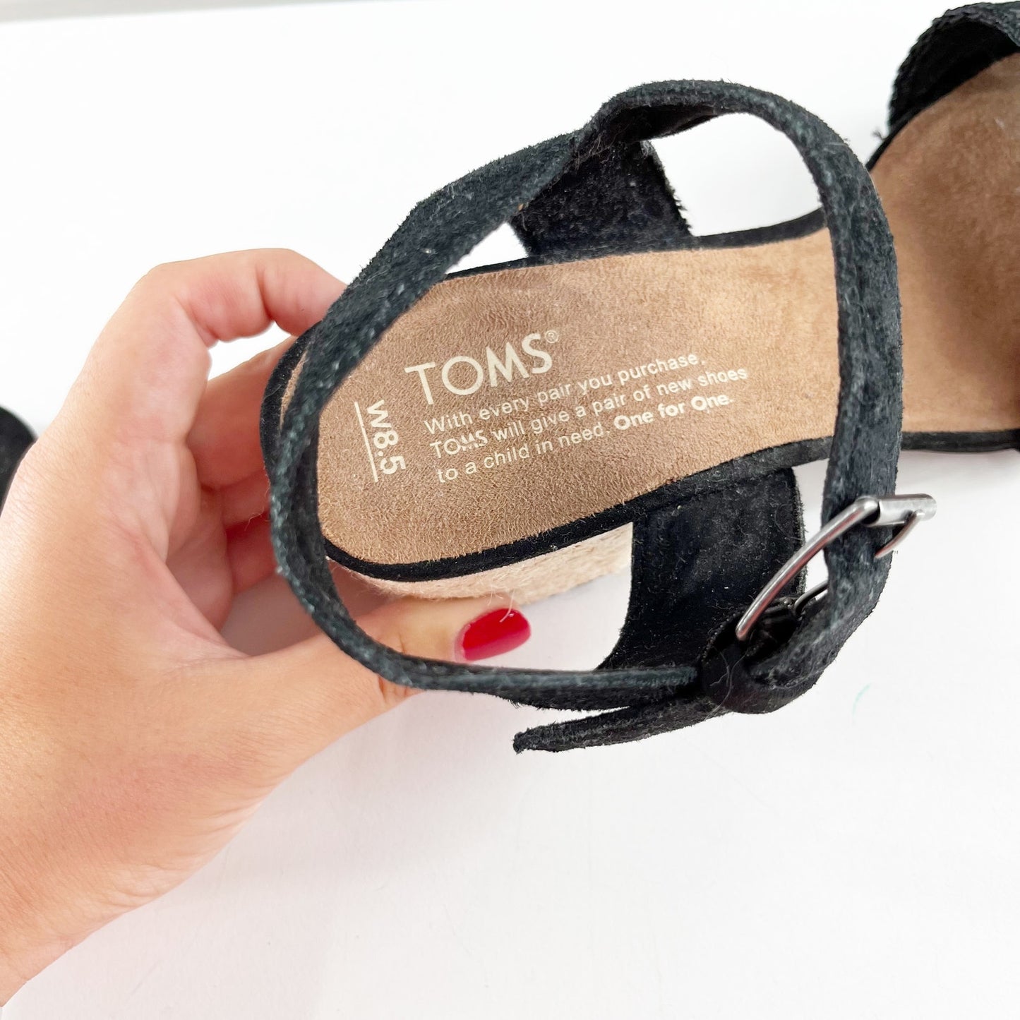 Toms Rosa Block Heel Espadrille Sandals Black 8.5
