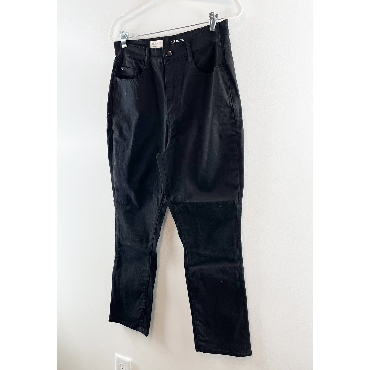 Pilcro by Anthropologie Knightsbridge Slim Tuck High Rise Ankle Jeans Black 32