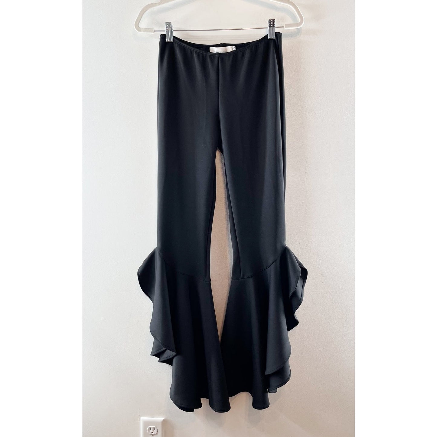 Walker & Wade Low Rise Ruffle Flare Bell Bottom Pants Black Small