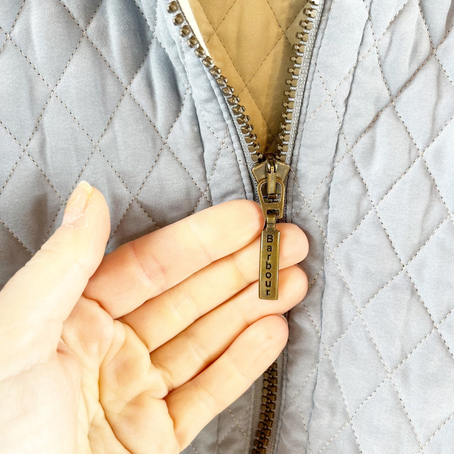 Barbour Lulworth Quilted Long Sleeve Full Zip Jacket Coat Light Blue 8