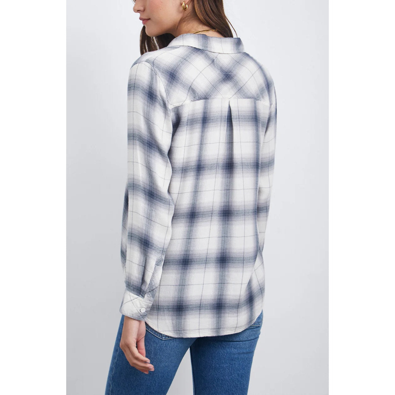 Rails Hunter Plaid Long Sleeve Chest Pocket Button-Down Shirt Sterling White S