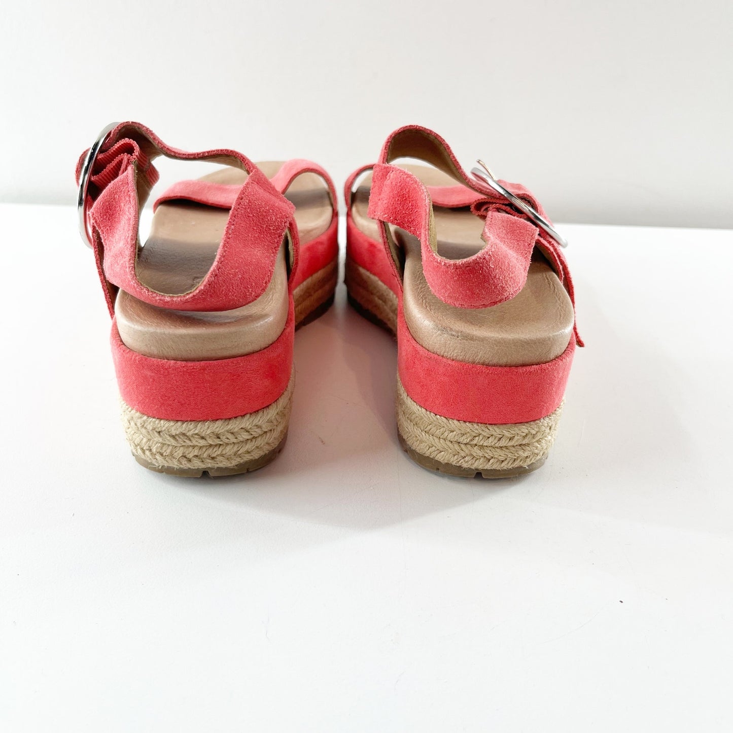 UGG April Espadrille Suede Platform Shoes Sandals Pink 6.5