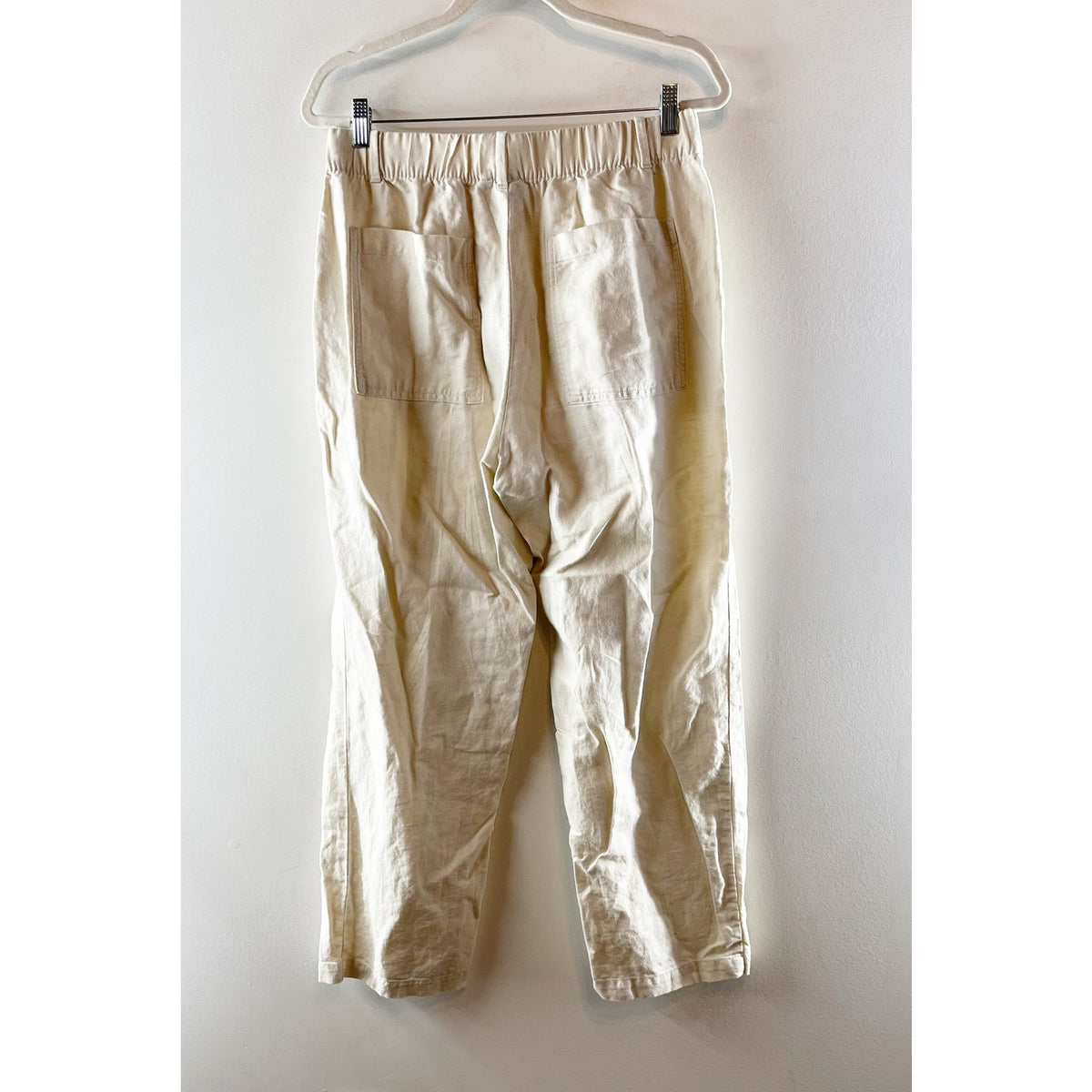 GAP Elastic Waist Twill Straight Leg Chino Khaki Pants Cream Medium