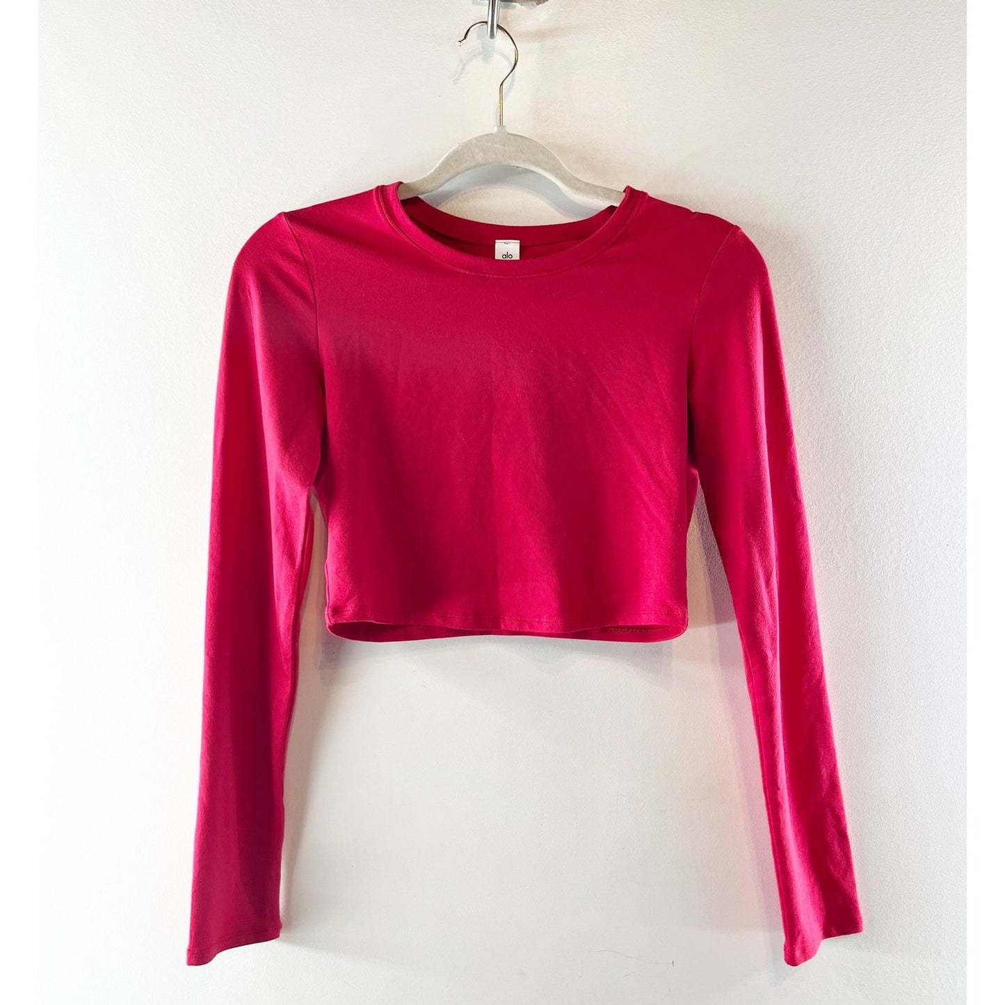 Alo Alosoft Crop Finesse Long Sleeve Top Bold Red Small