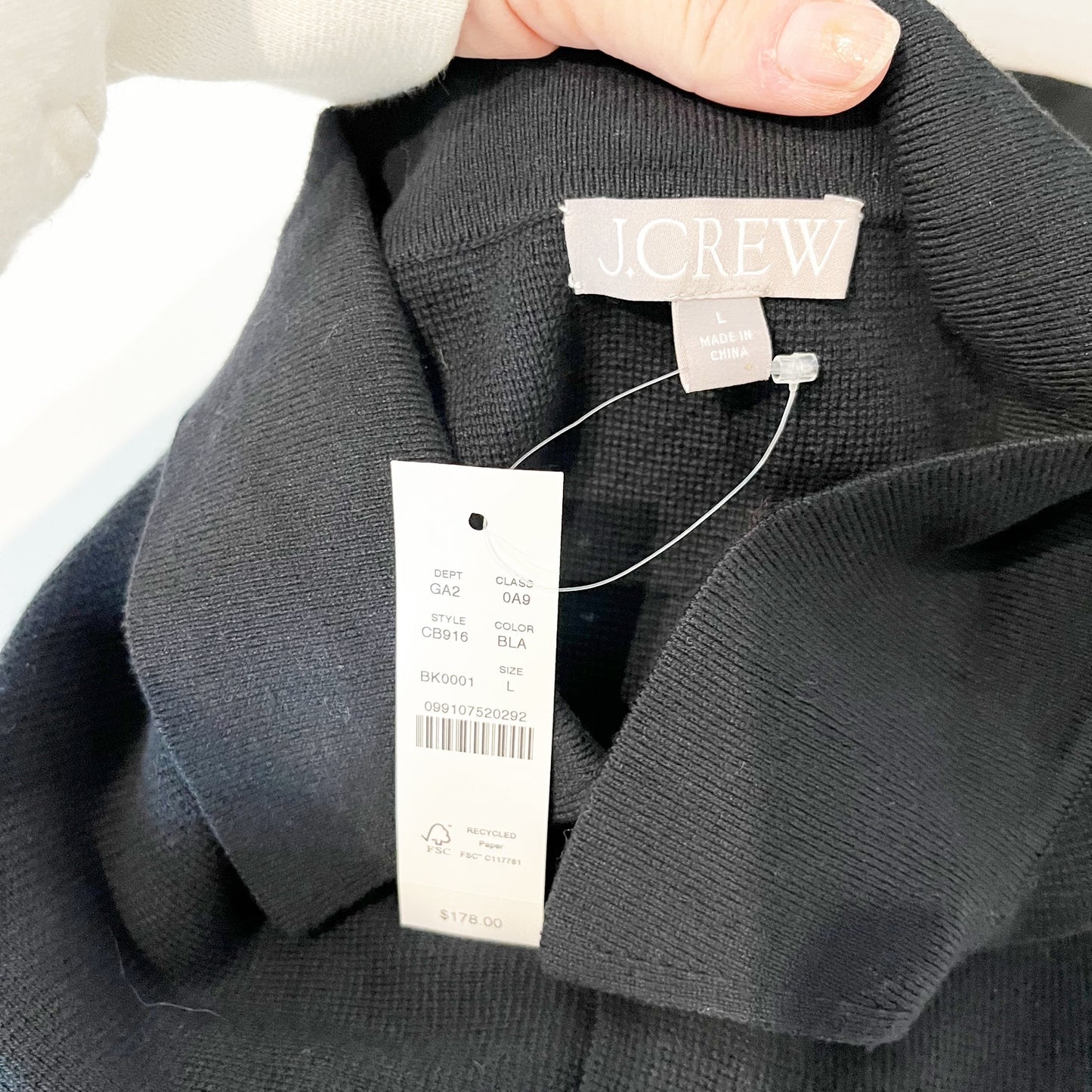 J. Crew Long Sleeve Patch-Pocket Button-Front Knit Sweater Lady Jacket Black L