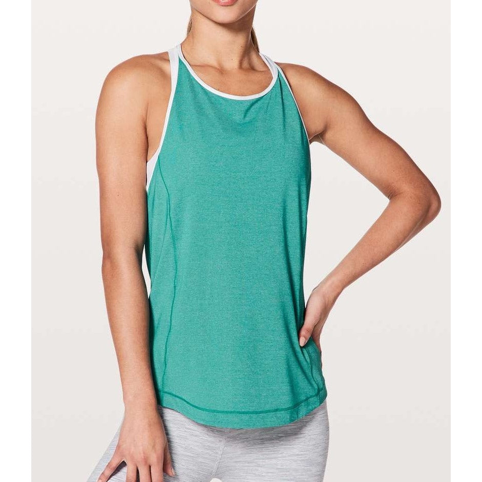Lululemon Time To Sweat Racerback Tank Heathered Spirit Green White Small