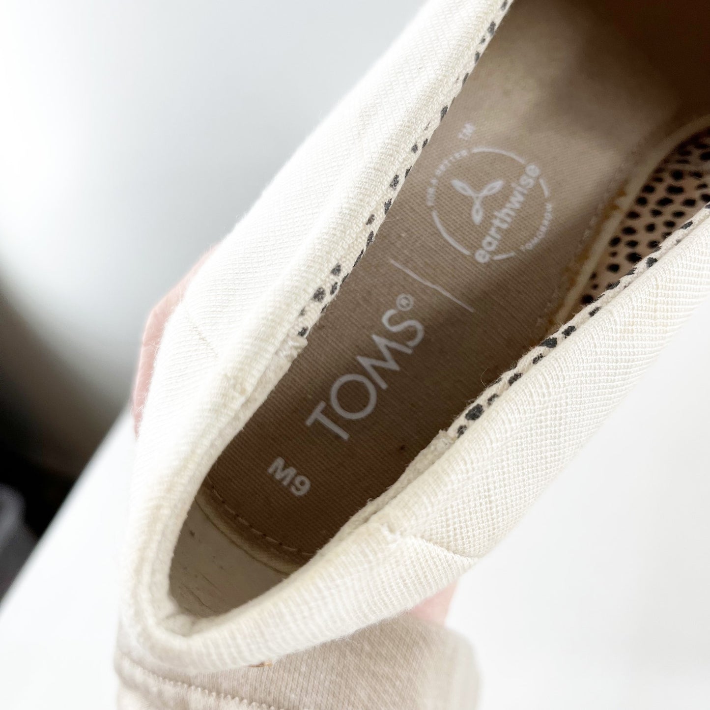 TOMS Classic Peep Toe Canvas Cork Wedge Heel Sandals Cream White 9
