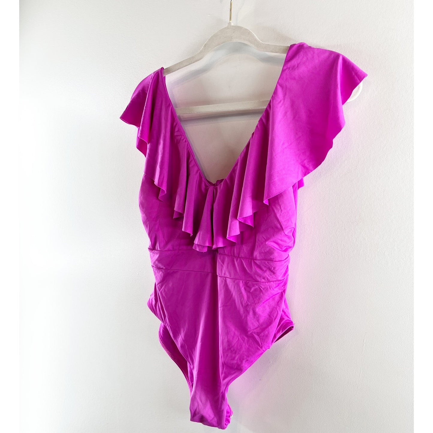 Trina Turk Swim Monaco Solids Ruffle V-Neck One Piece Swimsuit Stargazer Pink 6