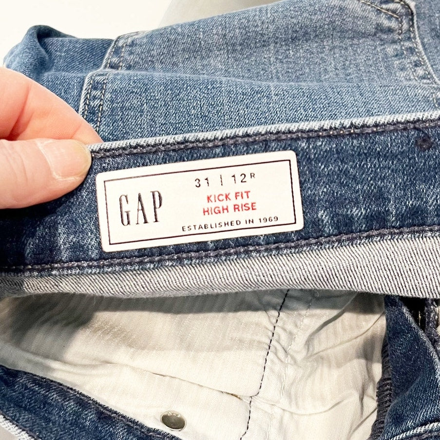 GAP High Rise Kick Fit Cropped Flare Jeans Blue 12 / 31
