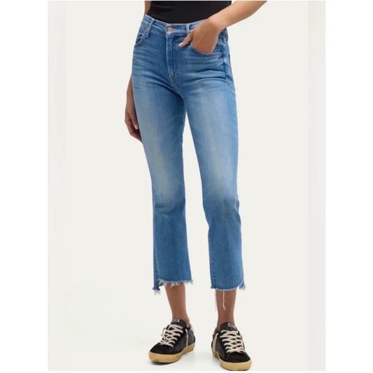 Mother The Insider Step Fray Denim Crop Bootcut Jeans Work Hard Play Hard 29