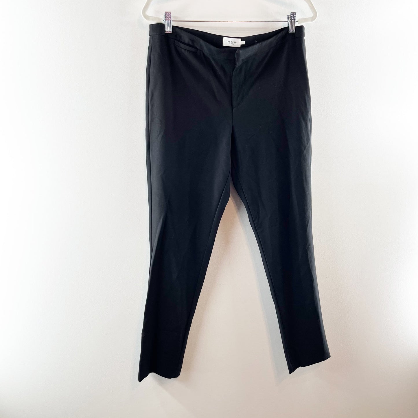 The Reset The Label High Rise Slim Ponte Trouser Ankle Pants Black Large