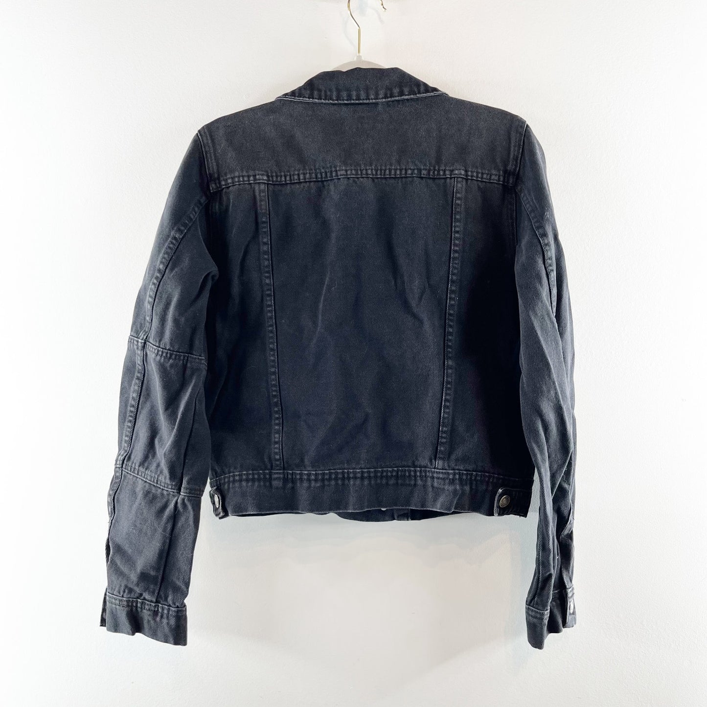 Free People Rumors Trucker Denim Jean Jacket Black Medium