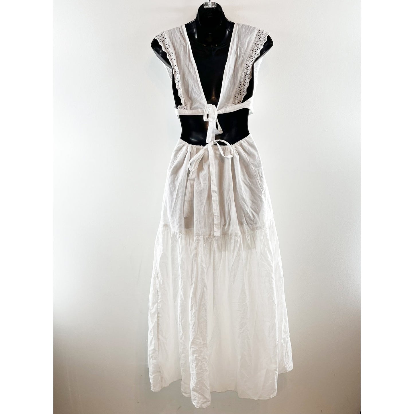 Urban Outfitters Macie Lace Apron Front Midi Dress White Small