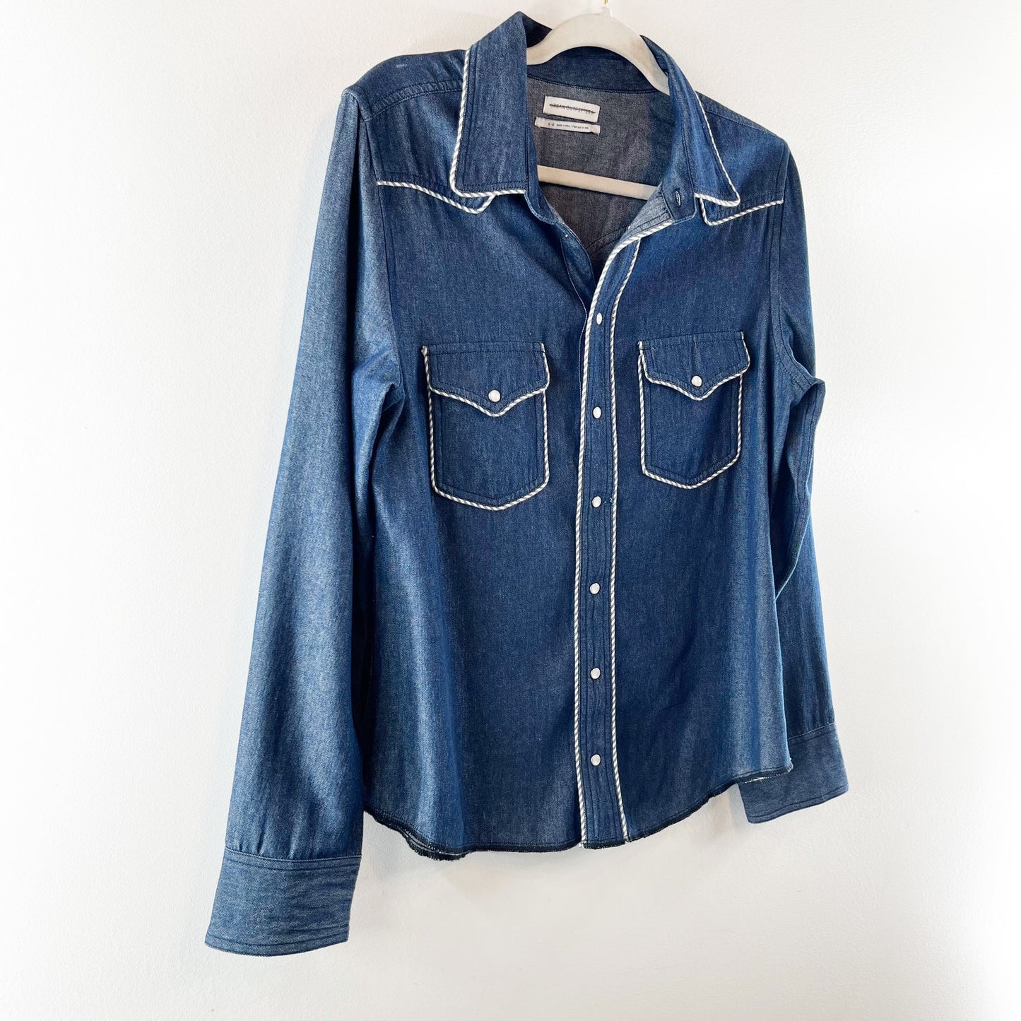 Urban Outfitters Western Cotton Long Sleeve Button Up Denim Shirt Blue Large