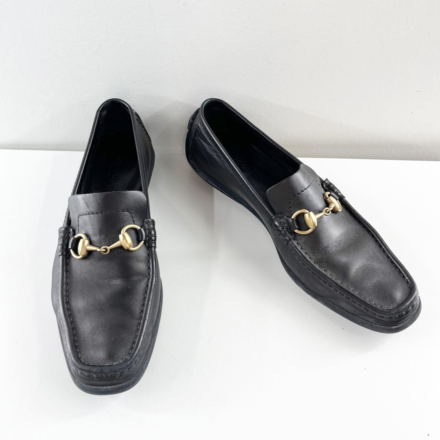 Gucci Vintage Leather Horsebit Loafers Black 8.5