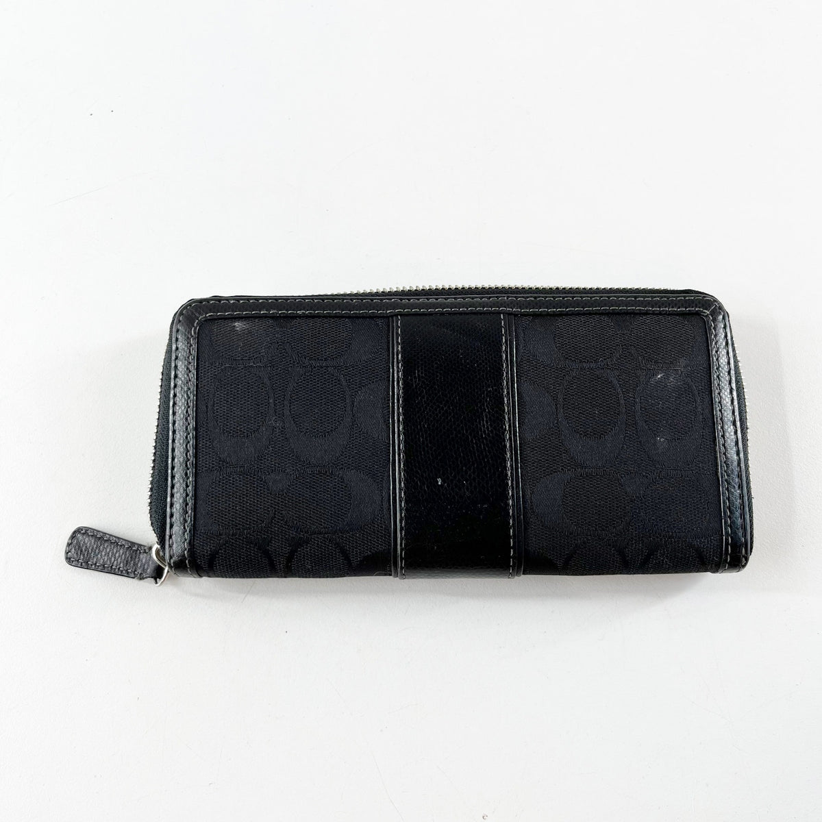 Coach Canvas Signature C Zip Around Wallet Black