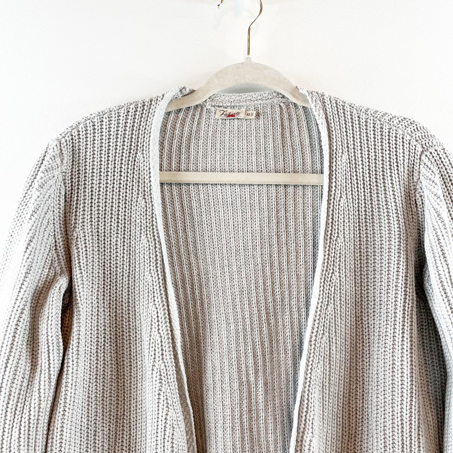 Faherty Cotton-Cashmere Long Sleeve Open Front Lumi Cardigan Sweater Gray XS