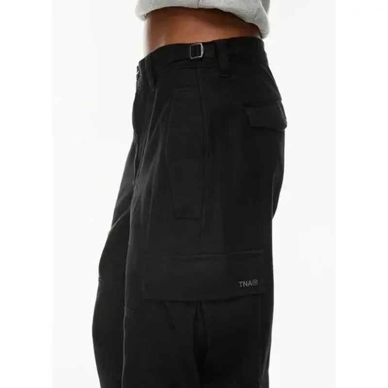 TNA Aritzia Cotton Supply High Rise Relaxed Cargo Pants Black Large