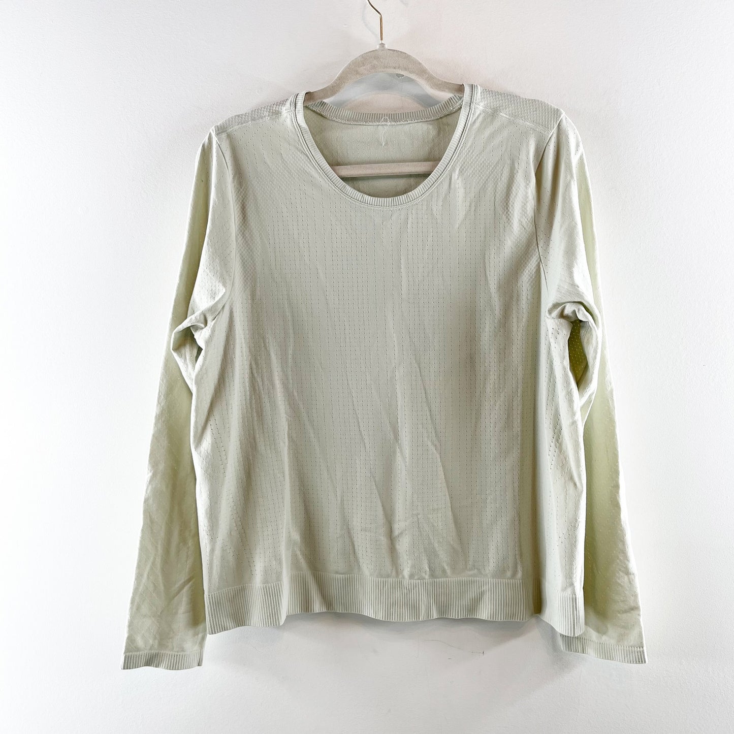 Athleta Momentum Seamless Long Sleeve  Activewear Top Light Green Medium
