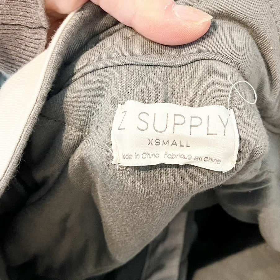 Z Supply Maya Quilted Button Up Jacket Shacket Sage Green XS