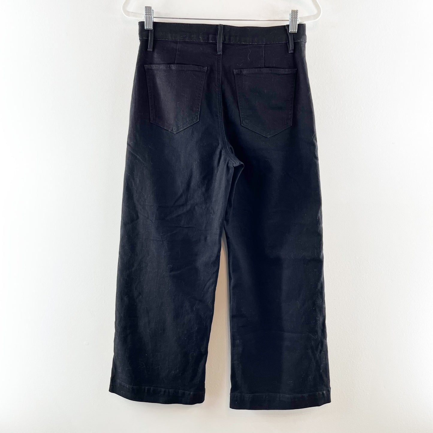 Ann Taylor High Rise Wide Leg Cropped Sailor Button Detail Jeans Black 6