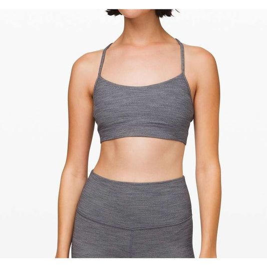Lululemon Flow Y Bra Nulu Mini Heathered Herringbone Heathered Black White Black