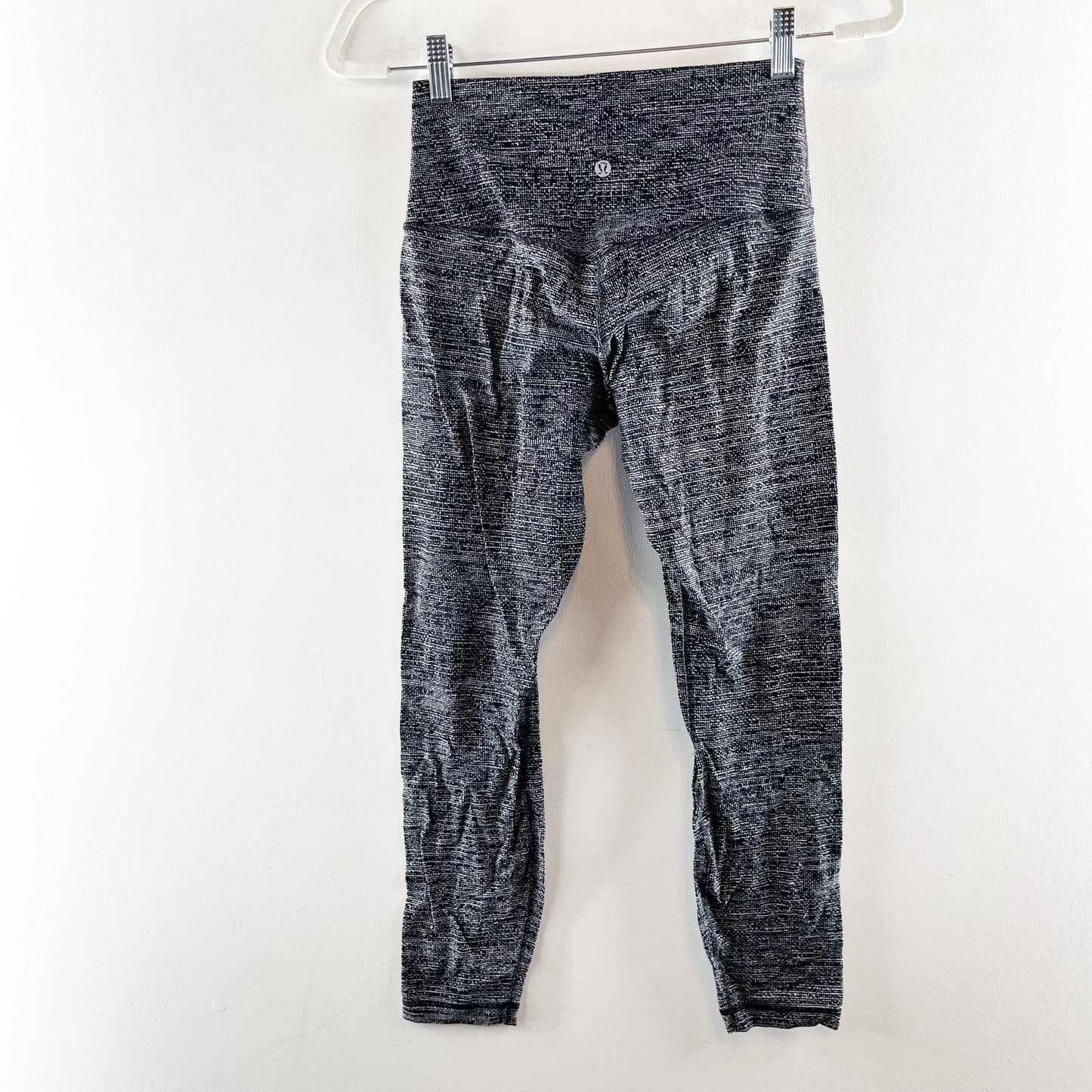 Lululemon High Rise Align Pant II Leggings 25" Twillines Ice Grey Black 6