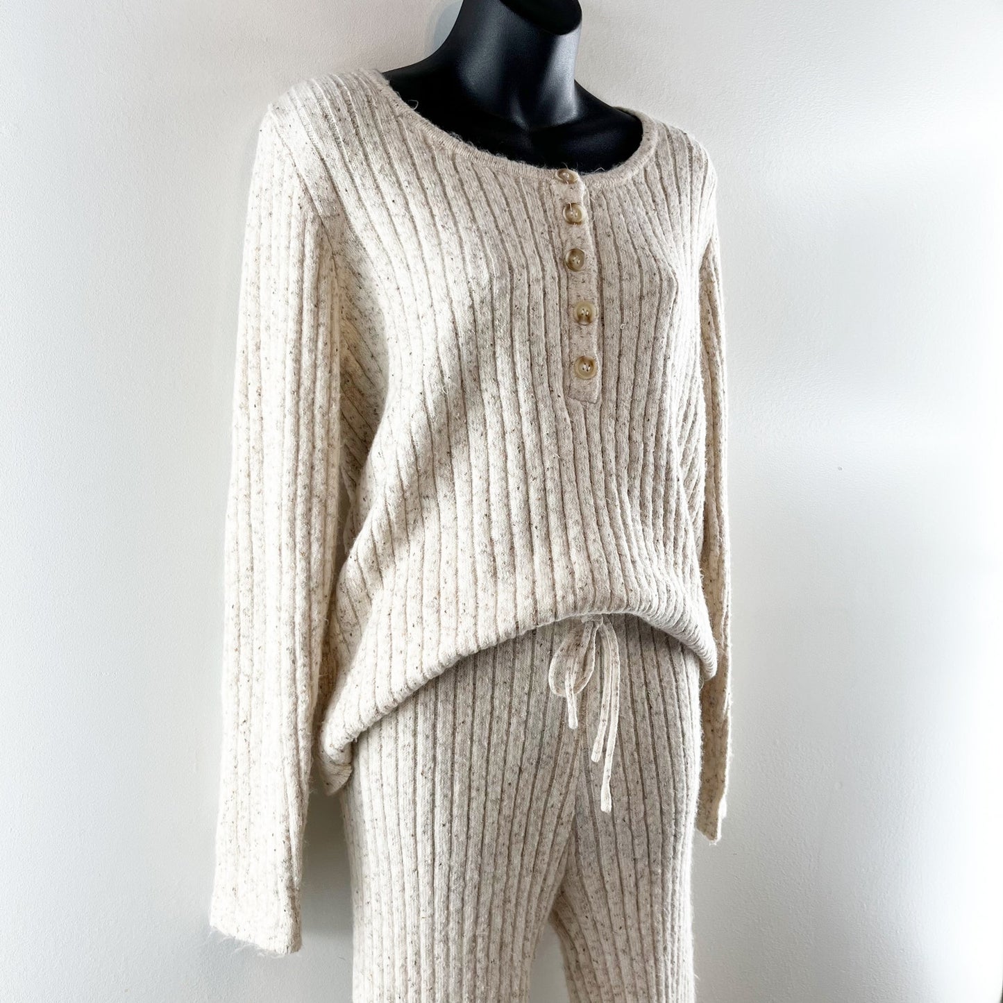 Heartloom Nikita Pant & Lilah Sweater Loungewear 2 Piece Set Oat Medium / Large