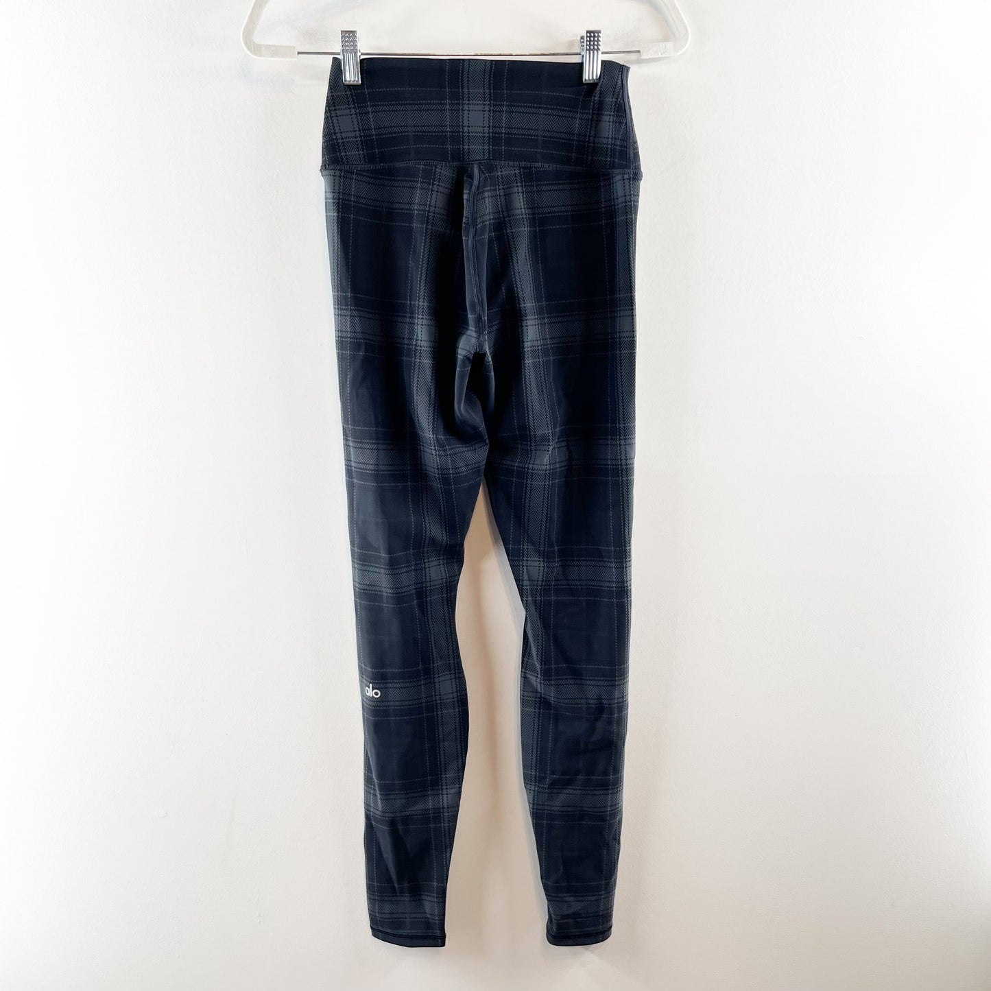 Alo Yoga Plaid High Rise Vapor Full Length Leggings Black Gray Small