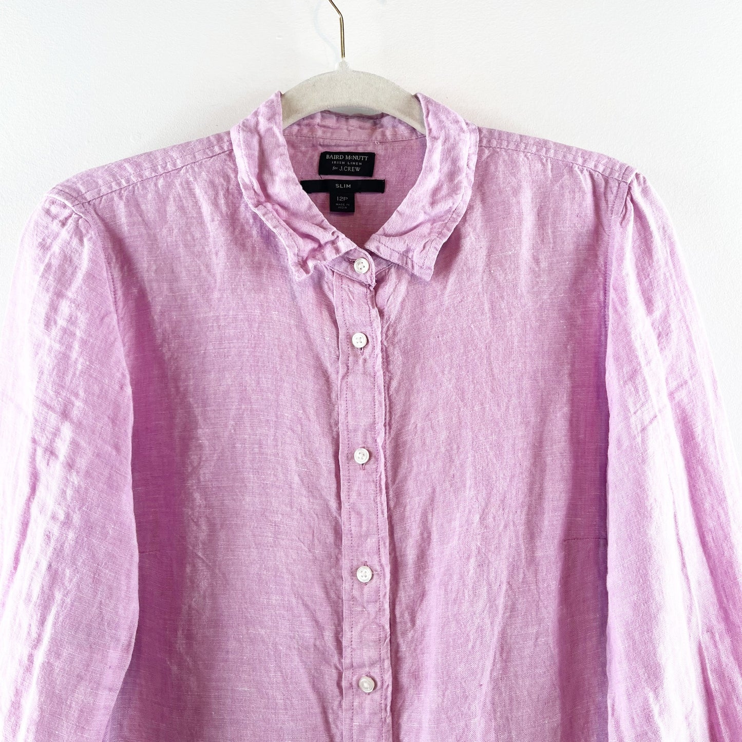 Baird McNutt Irish Linen for J. Crew Slim-Fit Button-Up Shirt Purple 12 Petite