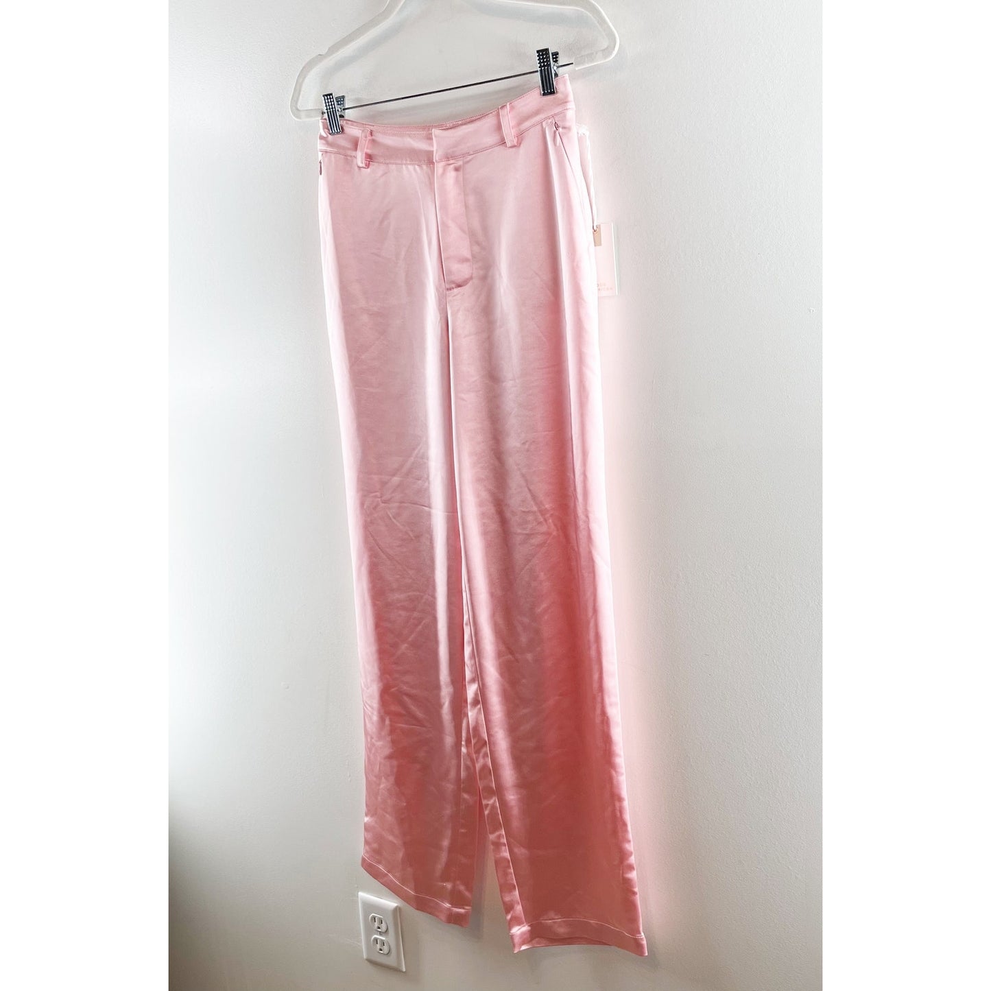 Good American High Rise Satin Trouser Pants Bubble Pink 0 / 25