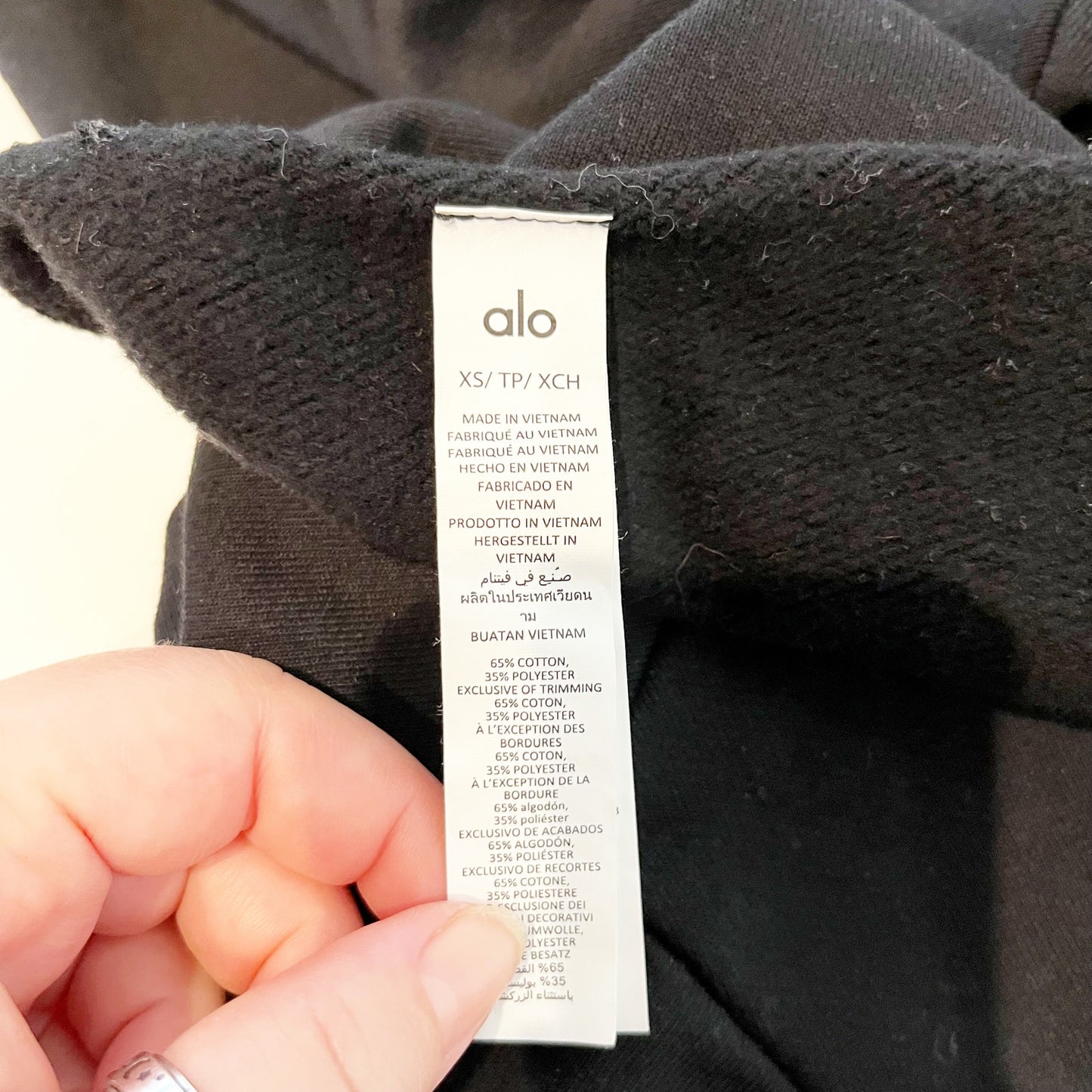 Alo Cropped Barre Shoulder Long Sleeve Cover Up Sweatshirt Black XS