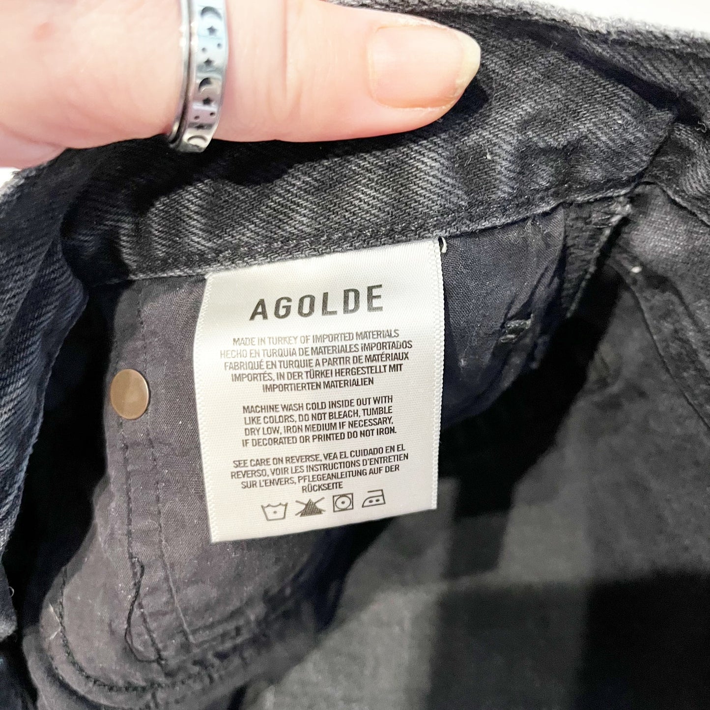 Agolde Parker High Waisted Frayed Hem Vintage Cut Off Short Crash Black 26