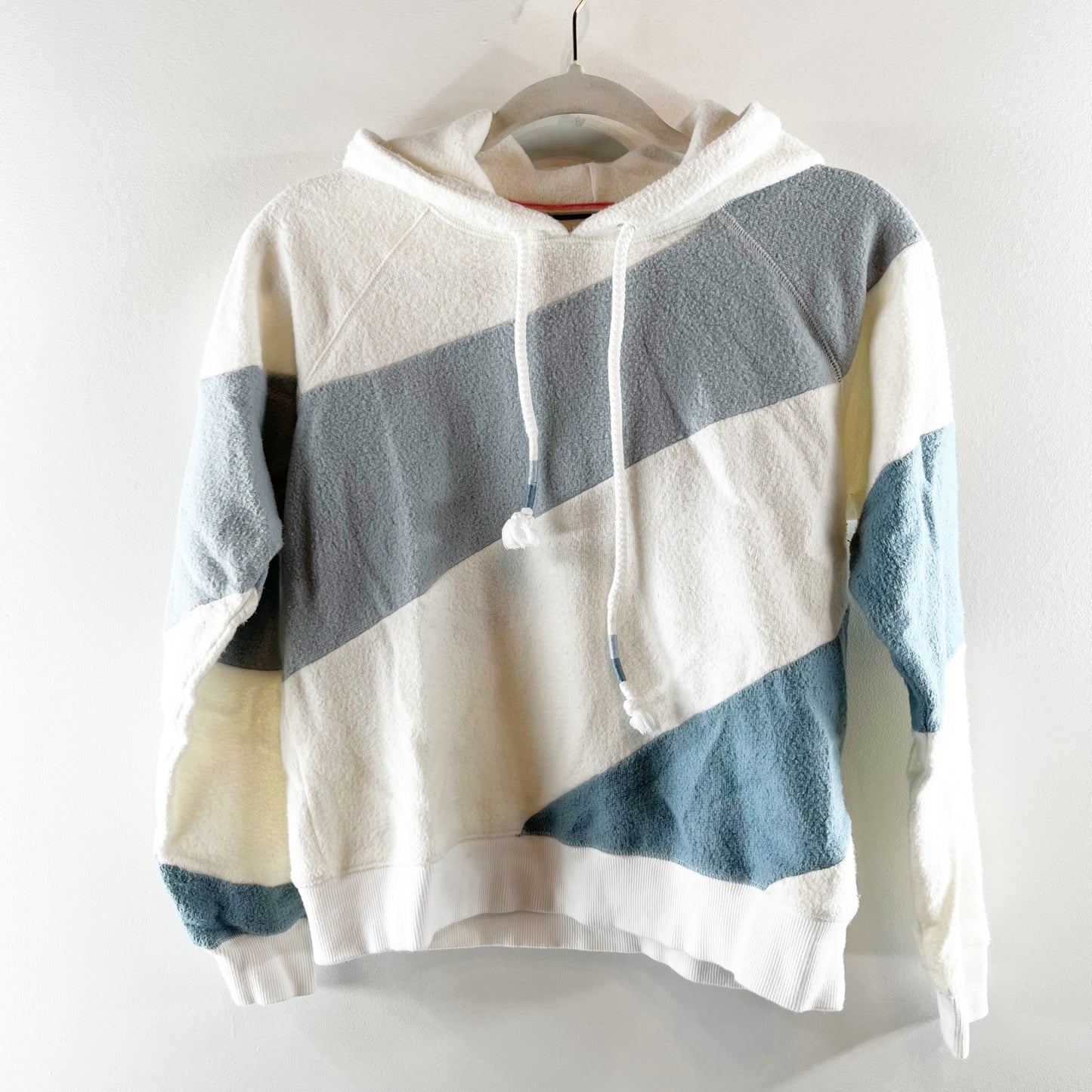 Faherty Ripple Stripe Long Sleeve Hoodie Sea Breeze Blue White Small