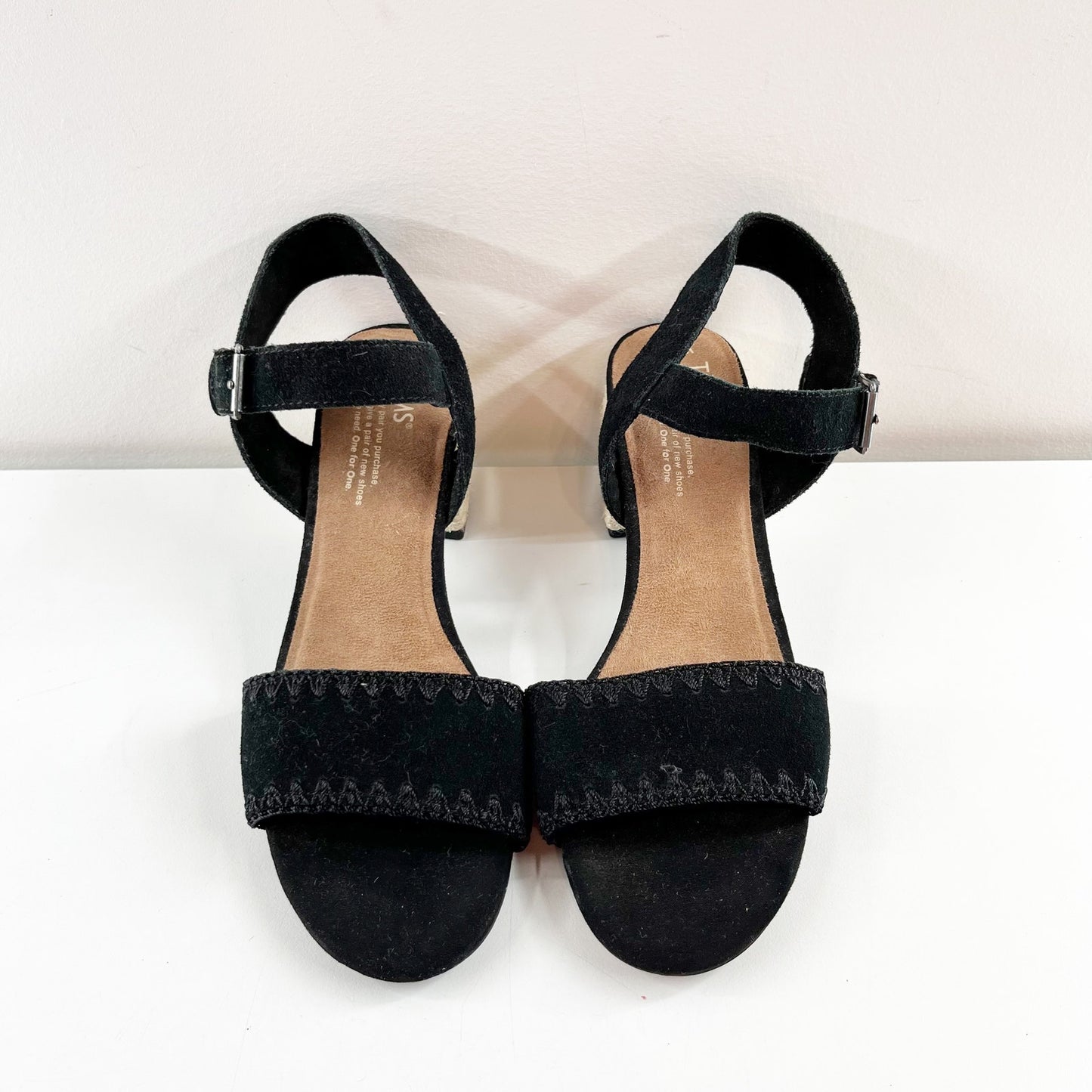 Toms Rosa Block Heel Espadrille Sandals Black 8.5