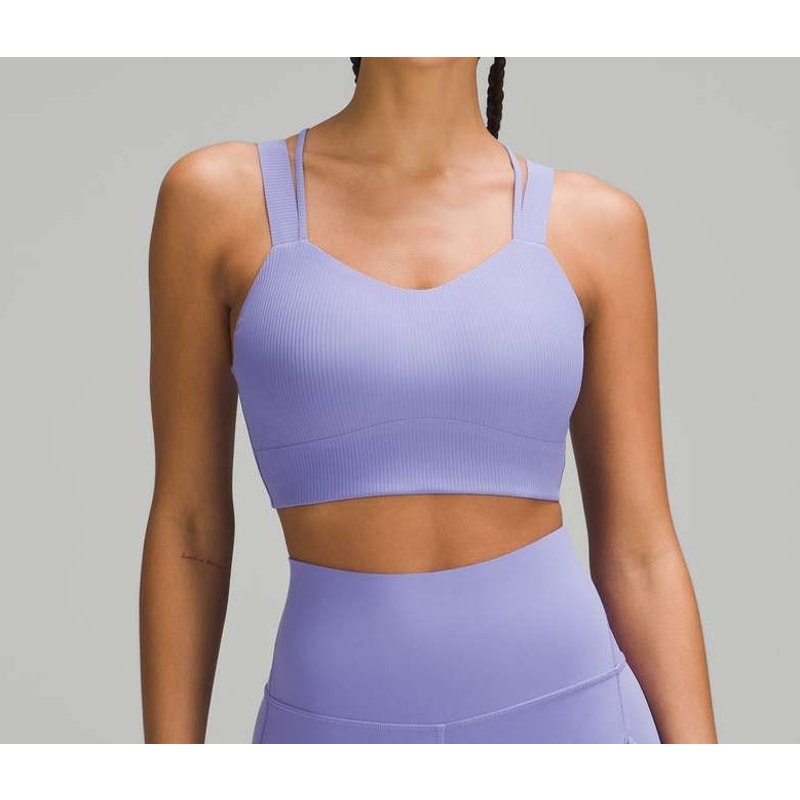 Lululemon Like a Cloud Longline Ribbed Bra Light Support D/DD Cups Dusty Lilac 8