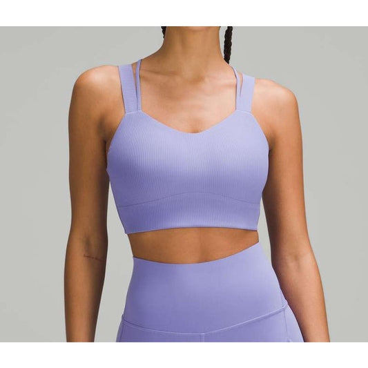 Lululemon Like a Cloud Longline Ribbed Bra Light Support D/DD Cups Dusty Lilac 8