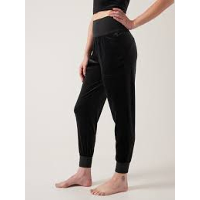 Athleta Salutation Velvet High Waisted Jogger Pants Black Large