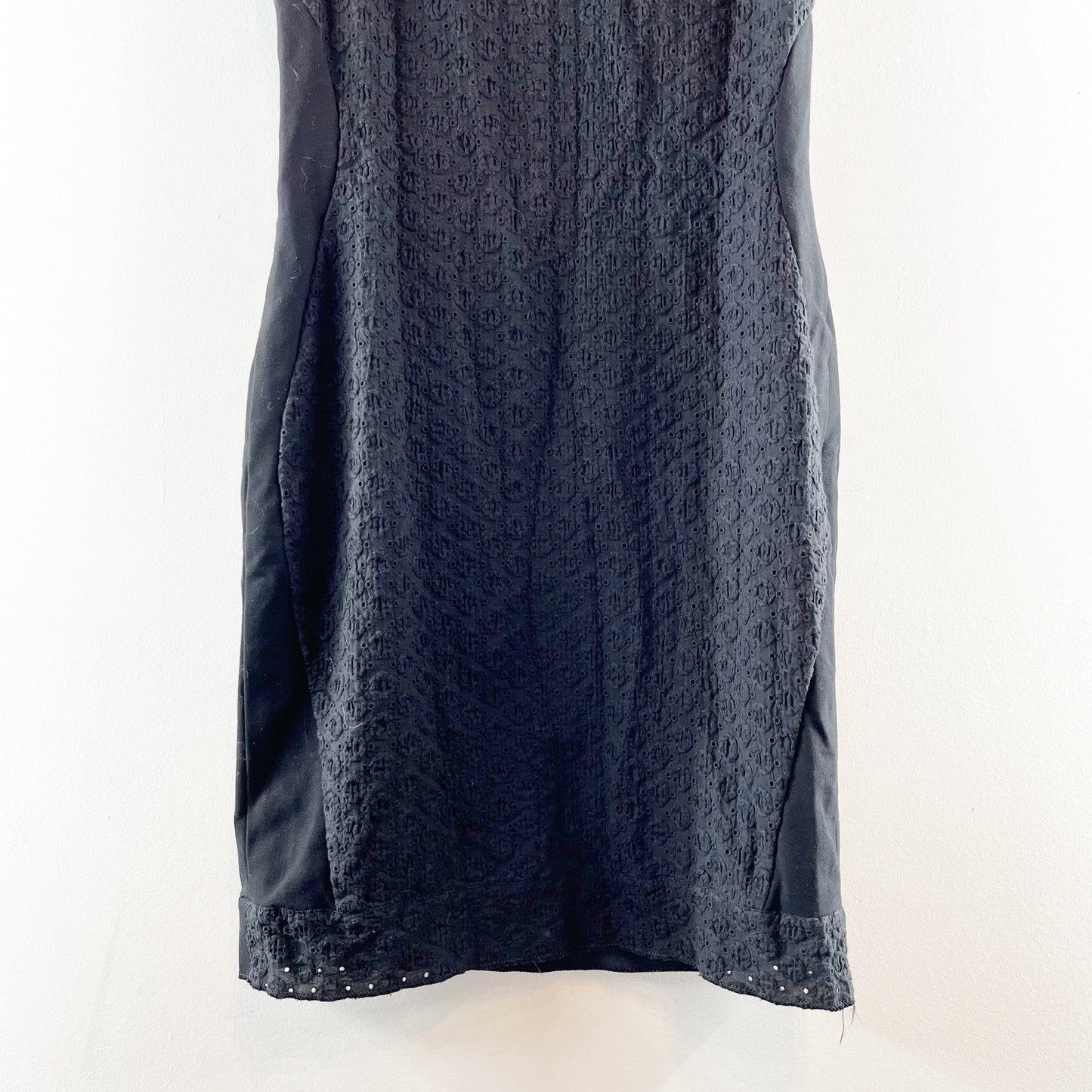 Diane Von Furstenberg Pele Eyelet Lace Mini Shift Dress Black 10